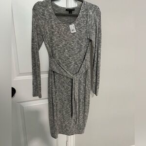 NWT gray maternity tie waist dress